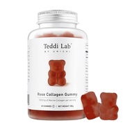 Unichi Teddi Lab Rose Collagen Gummy Bear 60 Gummies Boost Collagen Intake Natural Rose Petals