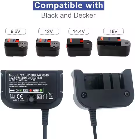Replacement Charger For Black & Decker 9.6V-18V A12 A12-X HPB18 HPB14 HPB12 HPB96 HPB18-OPE NI-CD NI