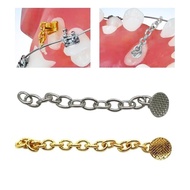 2pcs Orthodontic Lingual Button Chain Ortho Traction Chain Silver Mesh Base Round Lingual Buttons Go