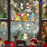 TYLER1 Branch Owl Wall Sticker, Branch Owl Snowflake Christmas Owl Glass Sticker, Creative DIY Water