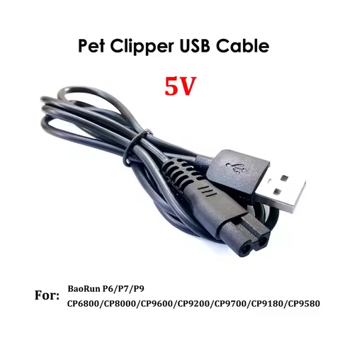 Pet Clipper USB Charging Cable Square(+) Circle(-) for Codos CP9600 CP6800 Baorun P6 P9 Hair Trimmer