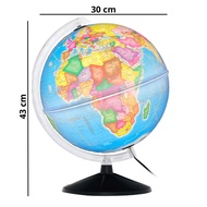 Black Prism Political Globe with LED Light 30cm Diameter 43cm Height Educational Illuminated World M