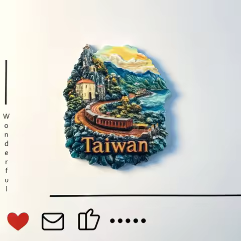 China, Taiwan, Alishan Forest Railway, tourist souvenirs, red trains, creative magnet refrigerator s