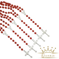 Prayer & Rosary Sheet Package 77x Our Father | Rosary Beads Red 8mm | Katoli Prayer Necklace