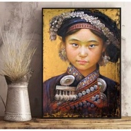 Canvas painting of ethnic girl large size 90x120cm