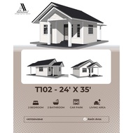 PELAN RUMAH 2 BILIK  2 BILIK AIR / HOUSE PLAN 2 BEDROOM 2 BATH (FLOOR 24'x35')