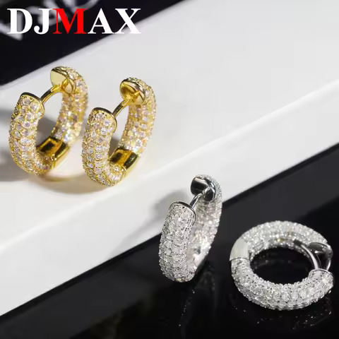 DJMAX 1.1MM Moissanite Hoop Earrings for Women Original 925 Sterling Silver Moissanite Earring 2026 