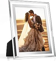 5x7 Picture Frame, Glass Photo Frame 5 by 7 for Tabletop, Clear Mirror Photo Frames, Silver, 1 Pack
