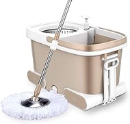 Mop,360°Spin Mop with Stainless Steel Bucket System Extended Length Handle&amp;2 Microfiber Mop Heads, Spin Mop Bucket System, for Home Kitchen Floor Cleaning (Color : A) Commemoration Day Better life