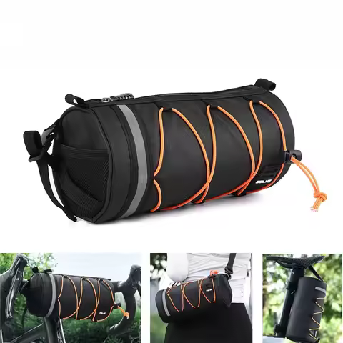 2L Bike Handlebar Bags Waterproof Bike Front Frame Storage Roll Bag Bicycle Top Tube Bag with Should