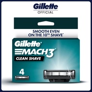 Gillette Mach3 Clean Shave Razor Blade Refills, 4 pack, 3 Bladed Razor