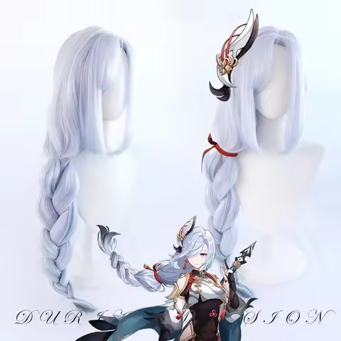 Genshin Impact Shenhe Cosplay Wig Dyed Gradient Thick Braids Liyue Harbor Game Cos Wig High Temp Fib