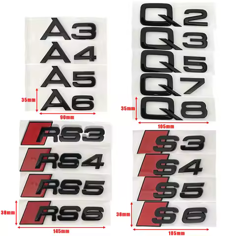 3D ABS Car Logo Badge Trunk Decal Fender Sticker Decal Emblem Accessory For A1 A3 A4 A5 Q2 Q3 Q5 Q7 