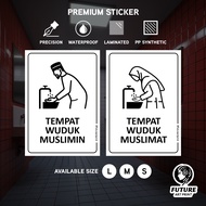 Tempat Wuduk Wudhu Wudu Muslimin Muslimat. Sticker Sign Signage Label. Toilet Tandas Lelaki Perempua