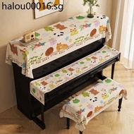 Cute Cartoon Piano Cover Cover Cloth Half Cover Piano Top Anti-dust Cover Towel Electronic Piano Cover Gray Cloth Piano Three-Piece Cover Towel