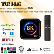 Latest T95PRO 8K+Live Channel Smart TV Box Latest Version 15.0 Voice Remote Control
