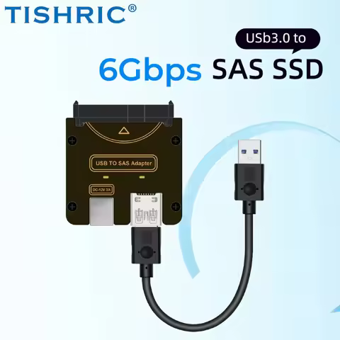 TISHRIC USB to SAS 29Pin Adapter USB 3.0 to SAS SSD Expansion Card 6Gbps Easy Drive Cable for 2.5/3.