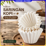 One Two Cups Wave Filter Coffee Filter Paper V60 110mm 8-12 Cups 100PCS - W12