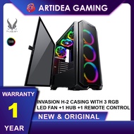  INVASION H-2 CASING WITH 3 RGB LED FAN +1 HUB +1 REMOTE CONTROL - INVASION H-2-3