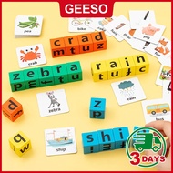 GEESO Letter Spelling Block Flash Cards Game English Words Early Educational Toys For Kids 拼单词积木