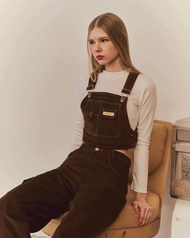 CAMPBELL (NAVY/BROWN)  CORDUROY TOP AND PANTSเอี๊ยมลูกฟูก