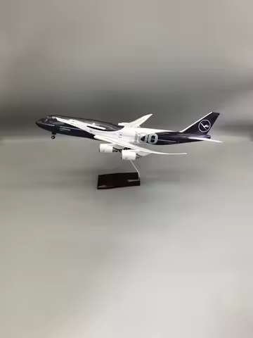 47CM Model Planes Lufthansa B747 German 100years 747 Diecast Airplane Model Kits Resin W Light and W