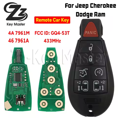 Zz Key Master GQ4-53T 4A 7961M 46 7961A 433Mhz Car Remote Key For Jeep Cherokee Sport KL Dodge RAM C