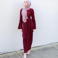 Baju Kurung Muslimah Dress Modern Unibody Pleated Robe