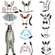 [Ready Stock] Donkey Costume Accessory Set Donkey Headband Tail Nose and Bow, Animal Props Halloween