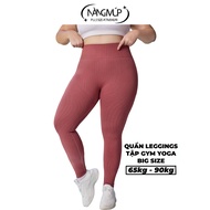 High-waisted big-size yoga gym leggings that cover her belly, big size women's sports pants 65kg 70k