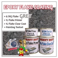 GREY FLAKE • Epoxy Flake Coating Set c/w Painting Toolset • Refurnishing Floor • No Hacking • Waterproofing