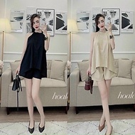 Set đồ nữ đũi, bộ đồ nữ hè áo yếm quần đùi chất đũi dễ thương