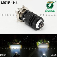 Lampu Utama LED H4 RTD Rayton M01F Putih Laser Kipas AC DC Headlamp High Quality Lampu Depan Motor M