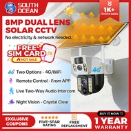 Free SIM Card South Ocean Solar 8MP CCTV Wireless Outdoor Dual Lens CCTV IP66 Waterproof Battery Wif