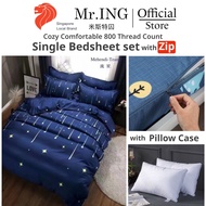 Cadar Single Bedsheet Zip Set dengan Sarung Bantal Cartoon series