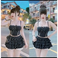 SET Women's 2-Piece Crochet Top + Chic Layered Skirt