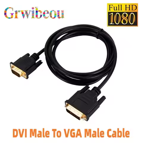 DVI 24+1 Male To VGA Male Converter Cable DVI To VGA Adapter Support 1080P 24+5 DVI To VGA Cable for