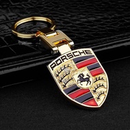 Car Badge Keychain Zinc Alloy Keyring Pent For Porsche 911 718 Taycan Panamera Cayenne Macan Boxster