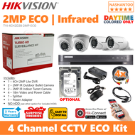 HIKVISION CCTV 4CH 2MP Package TVI-4CH2D2B-2MP-ECO 4Channel 2MP Lite Turbo HD Analog Camera Kit NASHANTOO