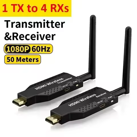 1080P 50m Wireless HDMI Extender 1 TX to 4 Splitter Audio Video Transmitter Receiver for PS4 Camera 