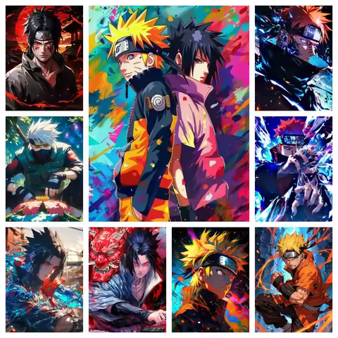 N-Naruto Uzumaki Sasuke Uchiha Anime Diamond Painting Kits Diy 5d Kakashi Japan Cartoon Cross Stitch