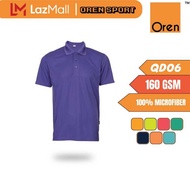 OREN SPORT QD06 160GSM 100% Microfiber Polo T-shirt Unisex Polyester Jersey Plain Round Neck Polo Te