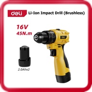 [ DELI ] (DC054) 16V Li-Ion Impact Drill (Brushless) | 45N·m Torque | 0–450/0–1800rpm | 0–7650/0–306