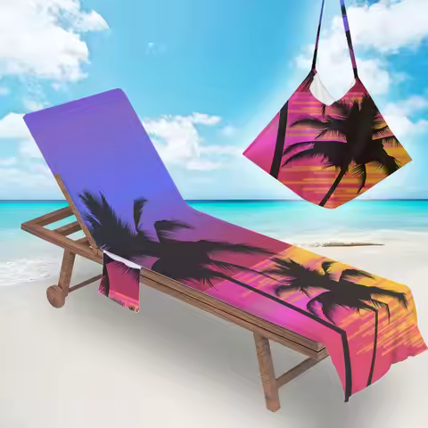 Sunset Lounge Chair Towel Cover, Lounge Chair Towel Cover, Pool Lounge Chair Covers for Outdoor, Gar
