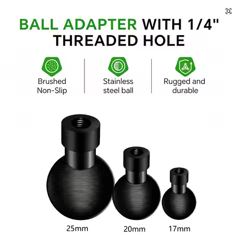 Extended 1/4 female ball head one inch to 17 20 25mm double ball head compatible with phone holder c