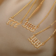 Zircon Angel Number Necklaces 111 222 333 444 555 666 777 888 999 Stainless Steel Necklace For Women