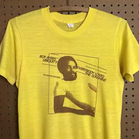 Vintage Roy Ayers T shirt Mens Small Yellow 70s 1970s Music Ubiquity Sunshine