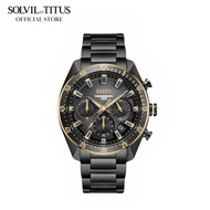 Solvil et Titus Modernist Chronograph Quartz in Black Degrade Dial and Black Stainless Steel Men Wat