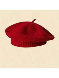 英國復古街頭風格貝雷帽,秋冬女孩編織藝術畫家帽,多用途保暖帽,休閒款