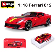 1: 18 Bburago Ferrari 812 Competitione - Red Simulation Alloy Car Model Collection
